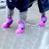4Pcs Four Legs Waterproof Silicone Anti Slip Pet Shoes Wear-resistant Rain Shoes Soft Sole Jelly Color