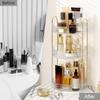 XMWGA Rotating Cosmetic Storage 360 Degree Gold Metal Clear Multifunctional Storage for 3 Box, Rotation, 3-Tier, & Acrylic, Organizer,