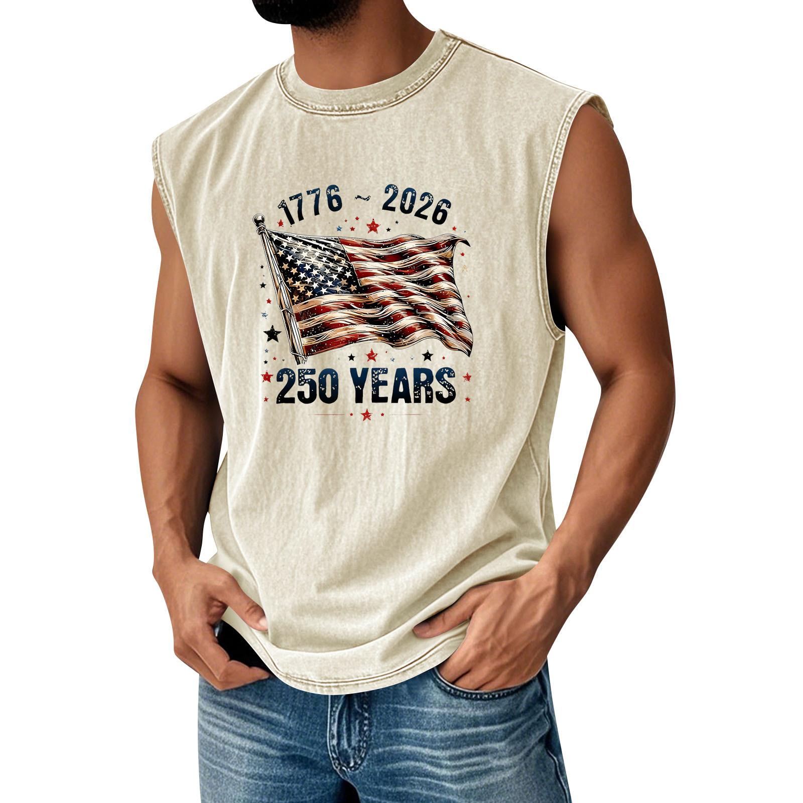 

Men s Sleeveless Crew Neck Tank Top 1776 to 2026 250 Years Printed Vintage Style Casual Comfortable Fit XL білий