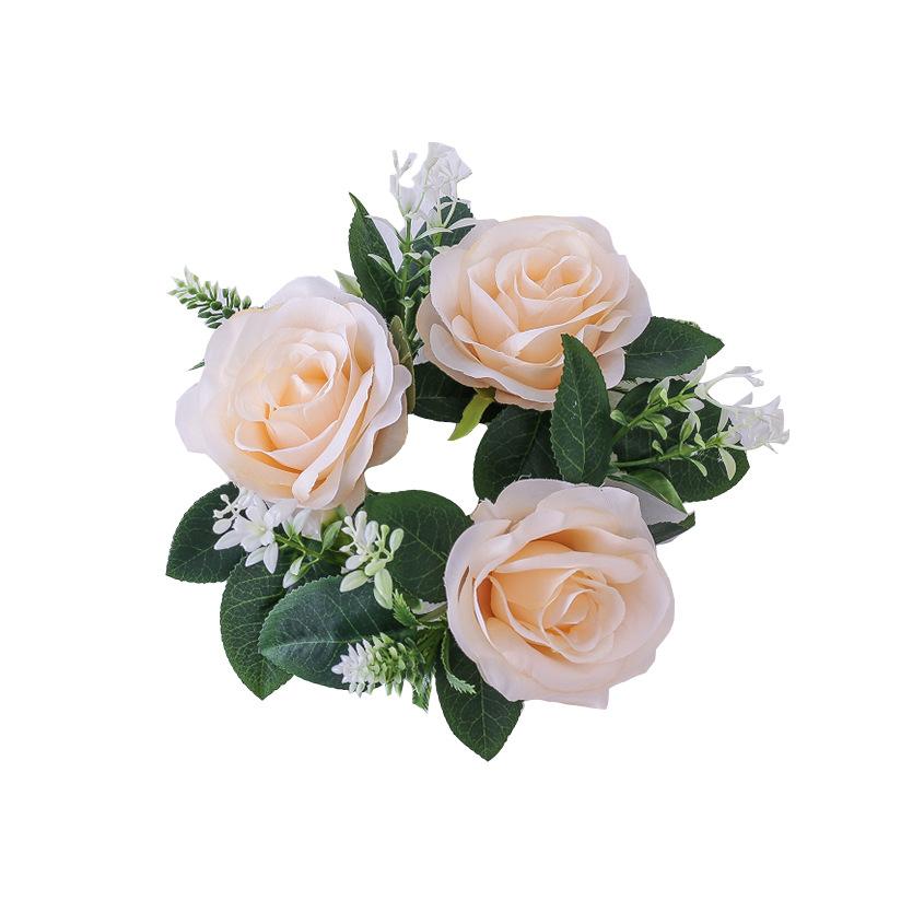Flower Wreath for Table Small Candle Rings for Wedding Party Christmas Decor Rose Wreaths for Valentine's Day Spring Summer