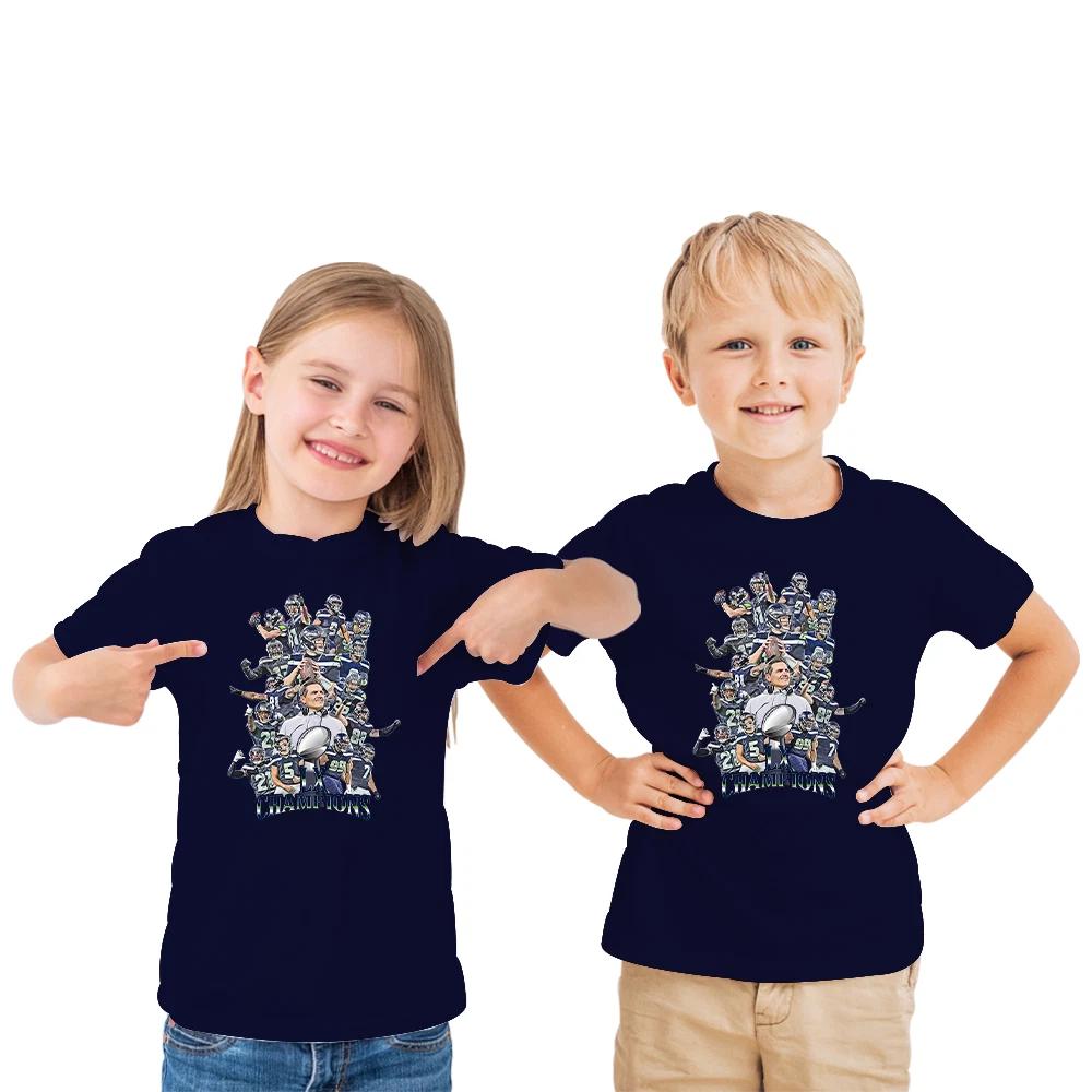 Seahawks Champions LX 2026 Vector Heroes Kids T-Shirt 1-14 Years Seattle 12s M