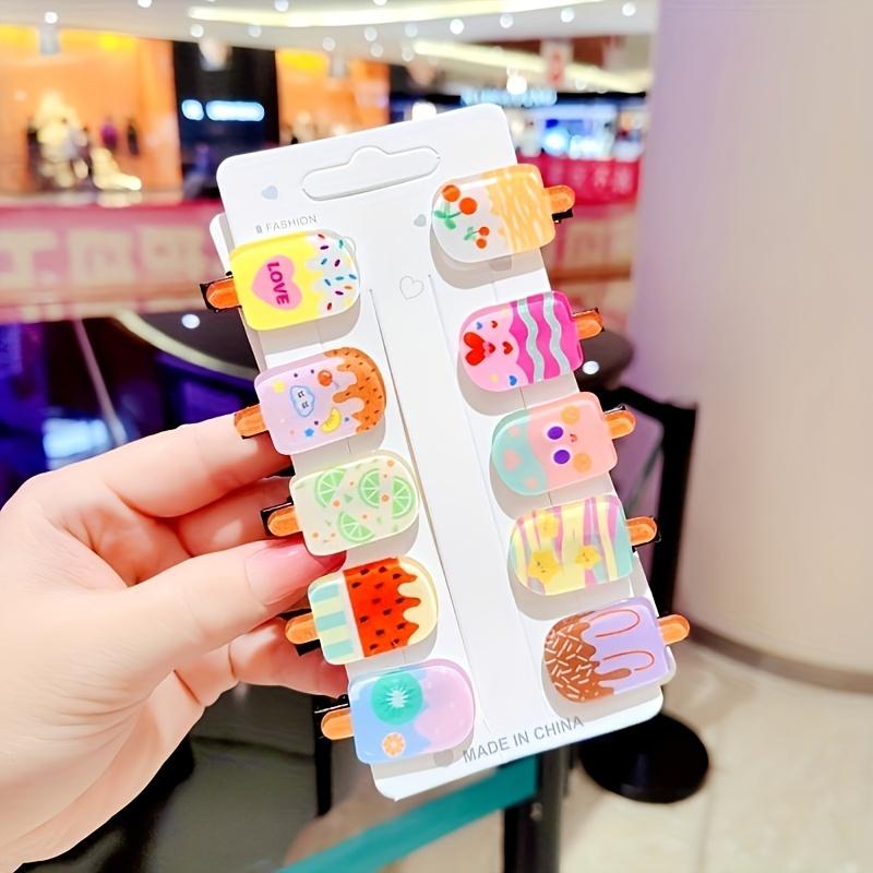 10PCS/Set New Girls Cute Cartoon Ice Cream Flower Hair Clips Kids Lovely Hairpins Headband Barrettes Fashion Hair Accessories