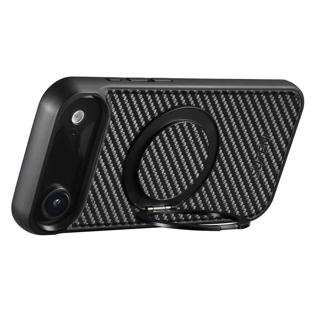 SUTENI G3 For iPhone Air Magnetic Case Rotating Kickstand Carbon Fiber Texture Leather Phone Back Cover