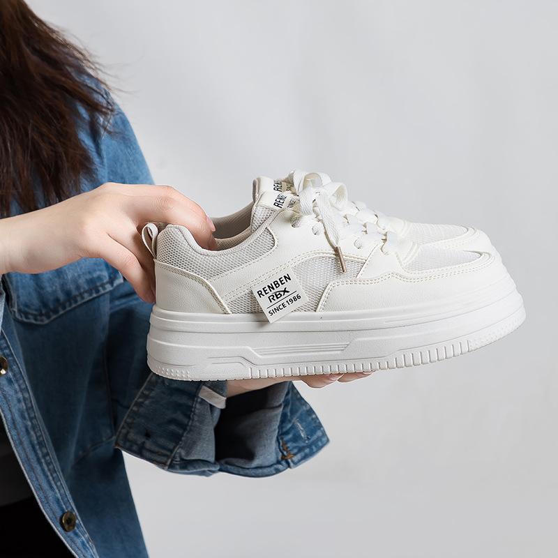 

Board shoes women s heightened thick-soled autumn new versatile student leisure sports little white shoes flat-soled low-top 0 35 белый