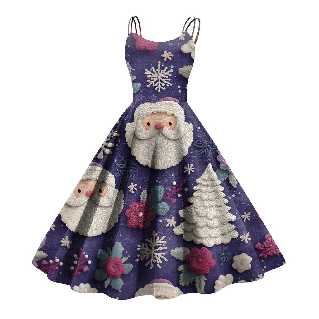 Women's Fashion Christmas Printed Sexy Strapless Gothic Cocktail Dress Punk, Vintage Dress.