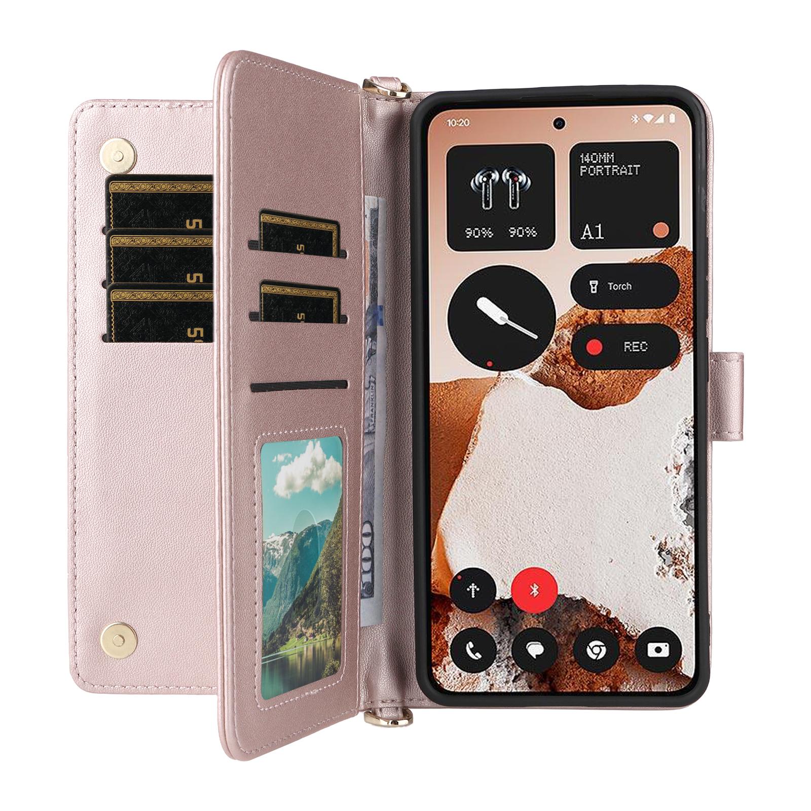 

For Nothing CMF Phone 2 Pro Case with Shoulder/Wrist Strap Leather Phone Cover Stand Wallet Brown