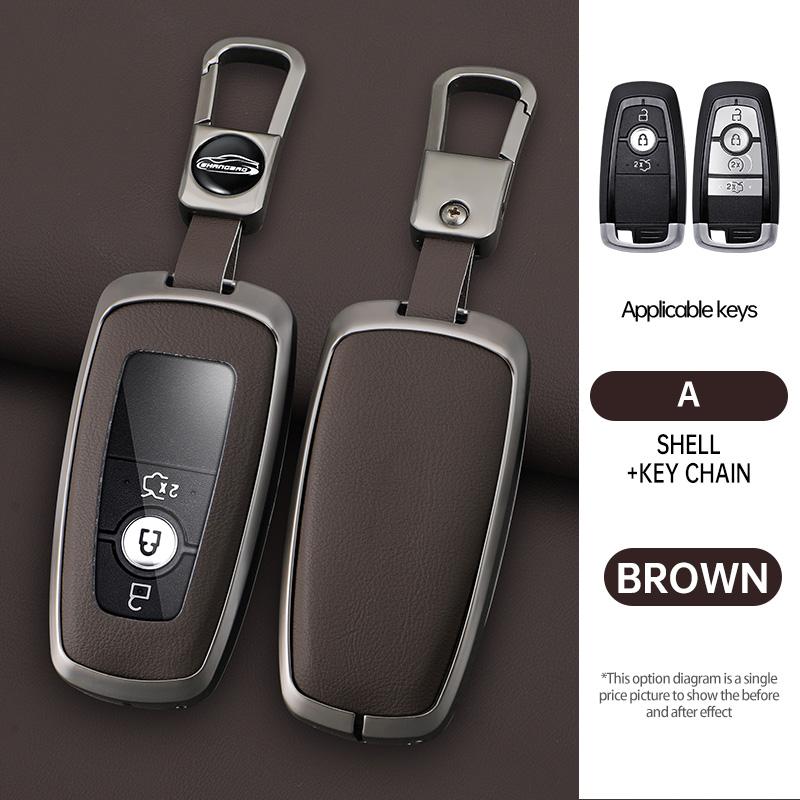 Zinc Alloy Genuine Leather Auto Key Fob Cover Case Fit For Lincoln Continental Navigator Z Mkz Mkc Mkx Nautilus Aviator Corsair