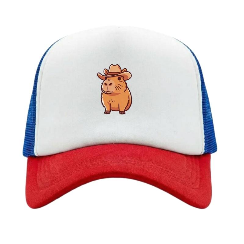 Capybara Printed Adjustable Baseball Cap Classic Snapback Dad Hat Breathable Mesh Hat Golf Fishing Outdoor Sun Cap