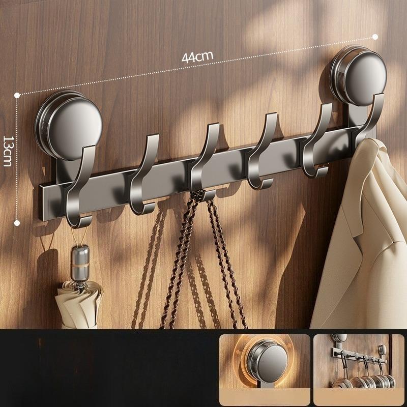Hakenleiste aus Aluminiumlegierung, Wandmontage mit Doppel-Saugnapf zum Aufhängen, Bohrerfreie Saugnapf-Handtuchstange und Hutständer zum Aufhängen von Handtüchern, Mänteln, Hüten