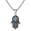Edelstahl Hexagramm Türkis Fatima Hand Anhänger Halskette (PN-2232)