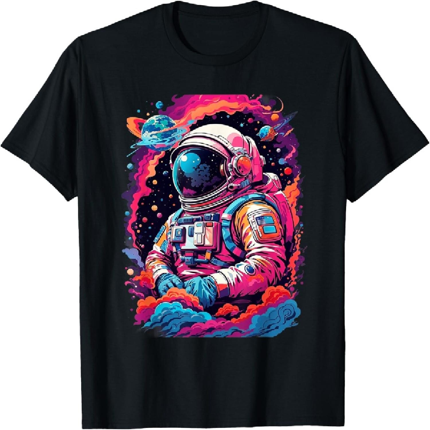Neon astronaut cosmic space interstellar T-Shirt XXXXXL разноцветный