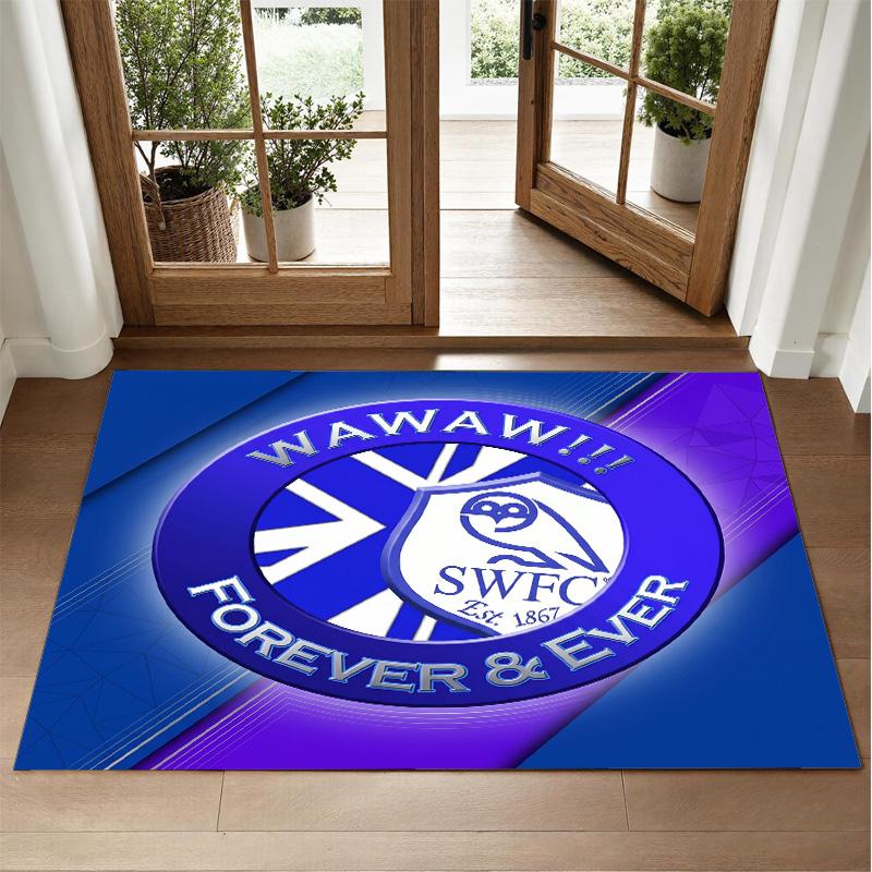 Sheffield Wednesday Design Crystal Velvet Rug Soft Decorative Mat for Bedroom Entrance