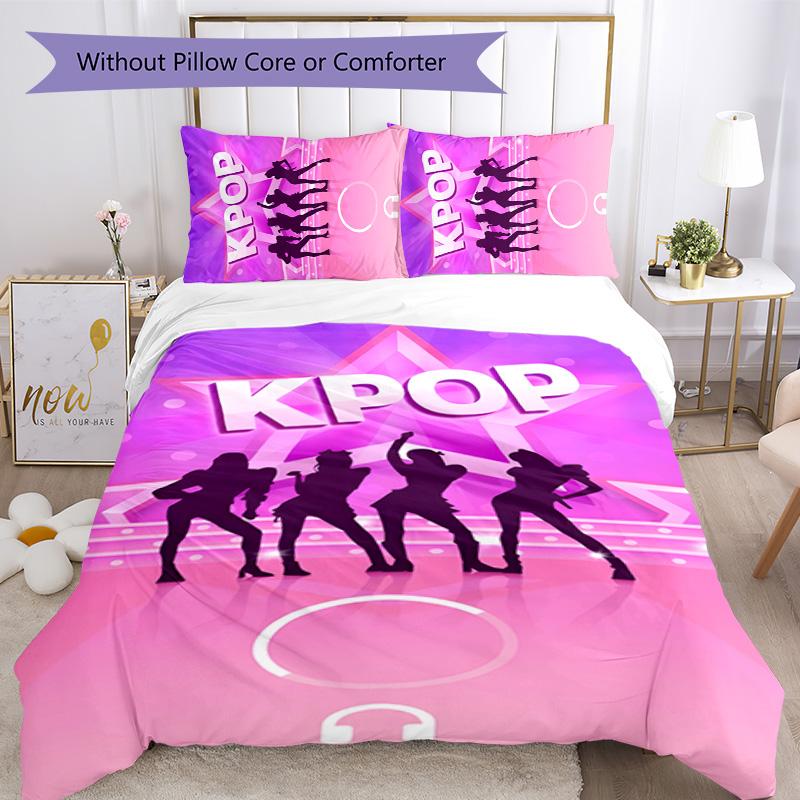 KPOP 3pcs Bedding Set Duvet Cover Closure Includes 1 Duvet Cover & 2 Pillowcases for All Seasons Bedroom Home Dorm Decor