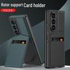 Samsung Z Fold 6 Card Holder Stand Case - Premium Leather with Film Integrated Protection