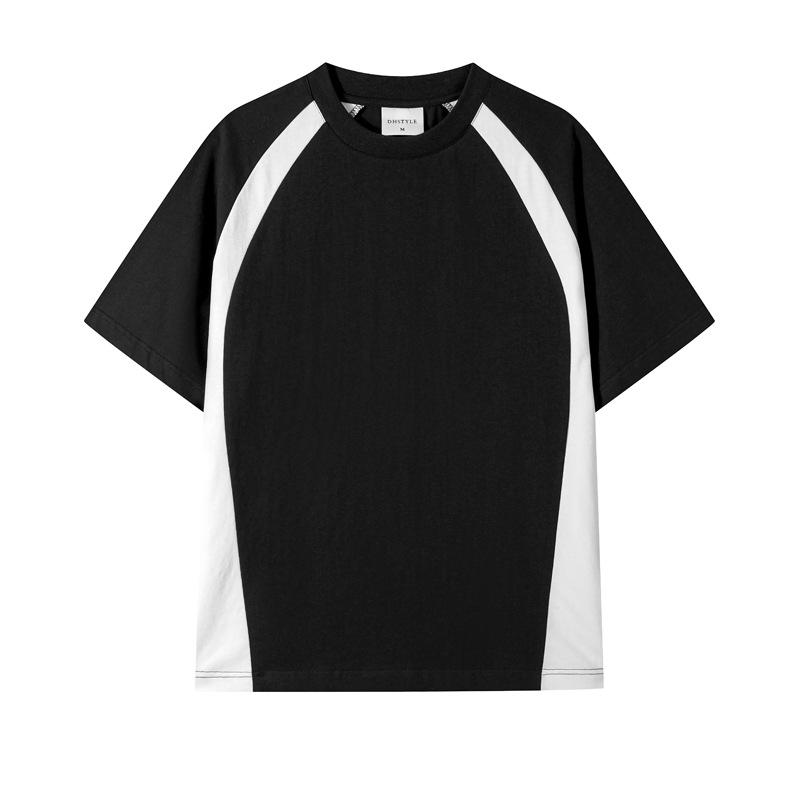 250g Heavyweight Combed Cotton Short Sleeve Color Block Round Neck T-shirt for Men & Women