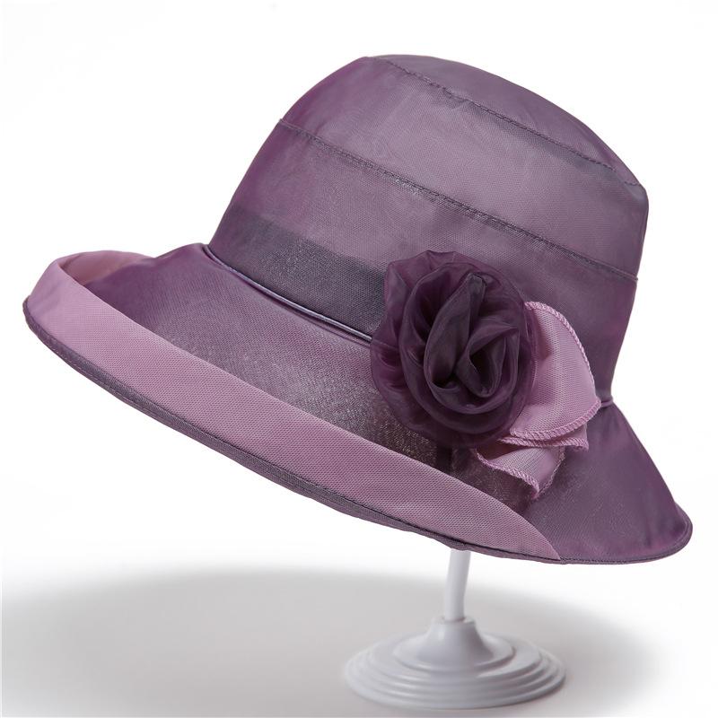 Ladies Foreign Style Top Hat Summer Elderly Sun Protection Mother Sun Hat Cool Hat Thin Basin Hat
