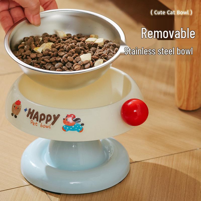 Douyin Pet Stainless Steel Cat Bowl, Dopamine Color, Non-Slip Dog Ice Cream Bowl, Neck Protection Feeding Utensils.