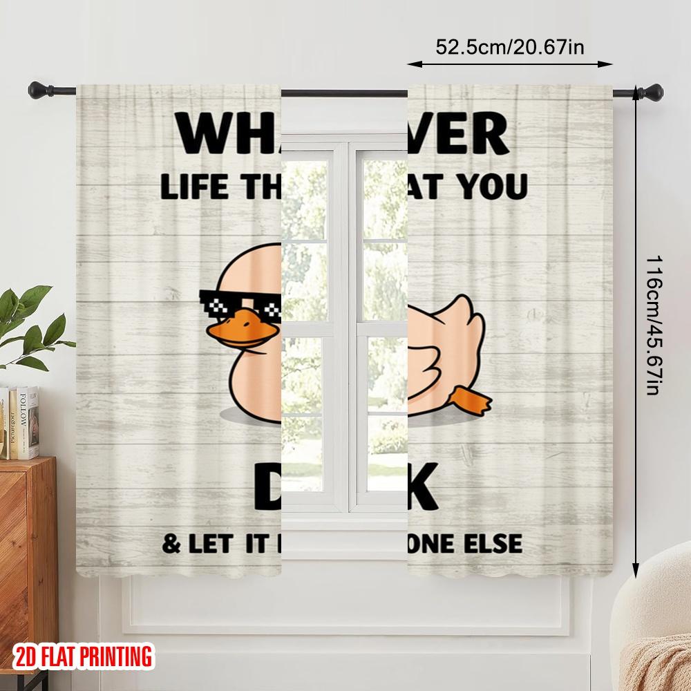 2pcs 2D Flat Printing Curtain Whatever Life Throws Duck Polyester Without Electricity Family Party Use for Outdoor and Home