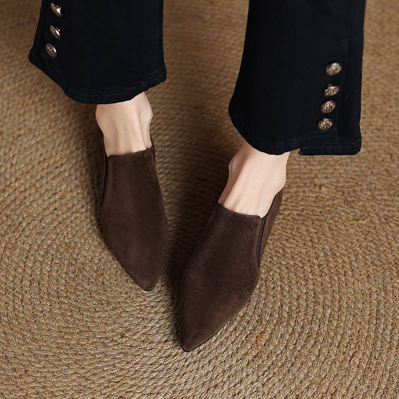 

Krazing Pot Обувь из овчины замши на осень-зиму, низкий каблук, слипоны, размер 43, размер 42, туфли-лодочки с острым носком и глубоким вырезом 35 коричневый