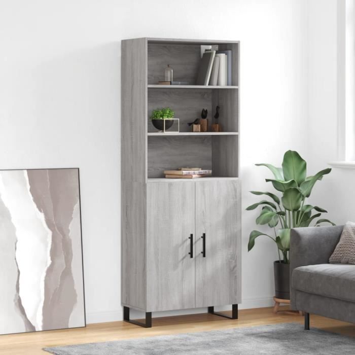 VidaXL Buffet haut Sonoma gris 69,5x34x180 cm Bois d'ingénierie 3189283