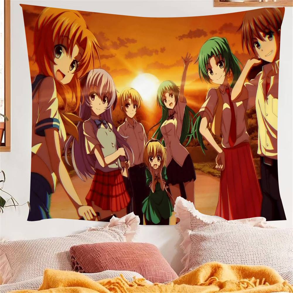 1PC Anime HHigurashi When They Cry Cartoon Tapestry Wall Hanging Decoration Household Home Decor