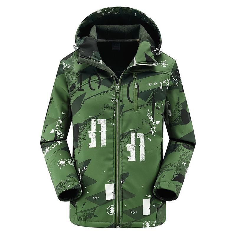 Unisex Camouflage Softshell Jacket: Fleece, Windproof, Waterproof, Hooded, Plus Size Outdoor Mountaineering Wear 5XL