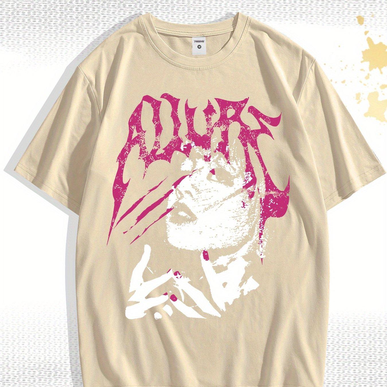 Y2K Printed Portrait Summer Men s Short Sleeve T-shirt L хаки