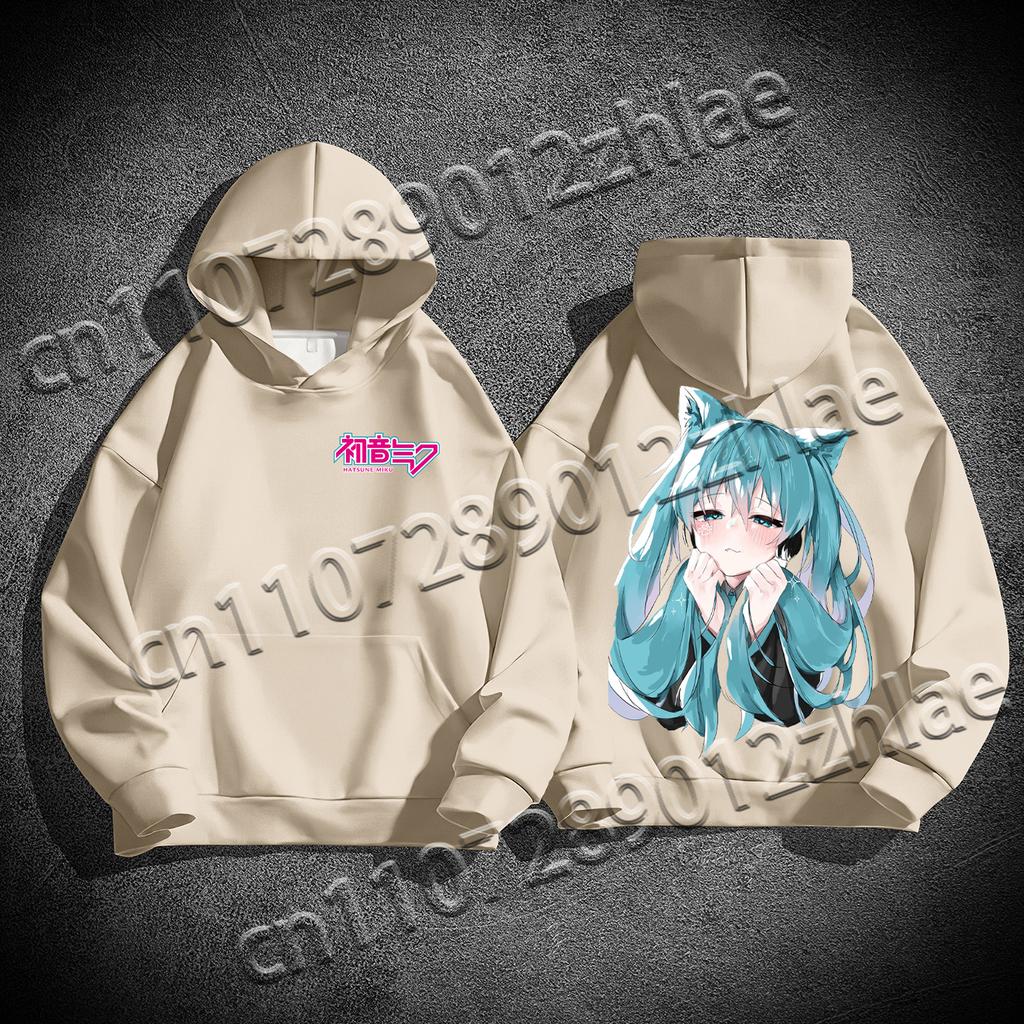 New Hatsune Miku Best Selling High Quality Flannelette Adult  Sweater Loose Comfortable Quick Drying Adult Hooded Sweater