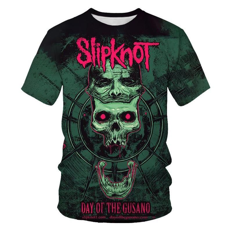 2026 Mens Streetwear Graphic Tee 3D Skull Print Loose Fit Crew Neck Short Sleeve Cotton T-Shirt