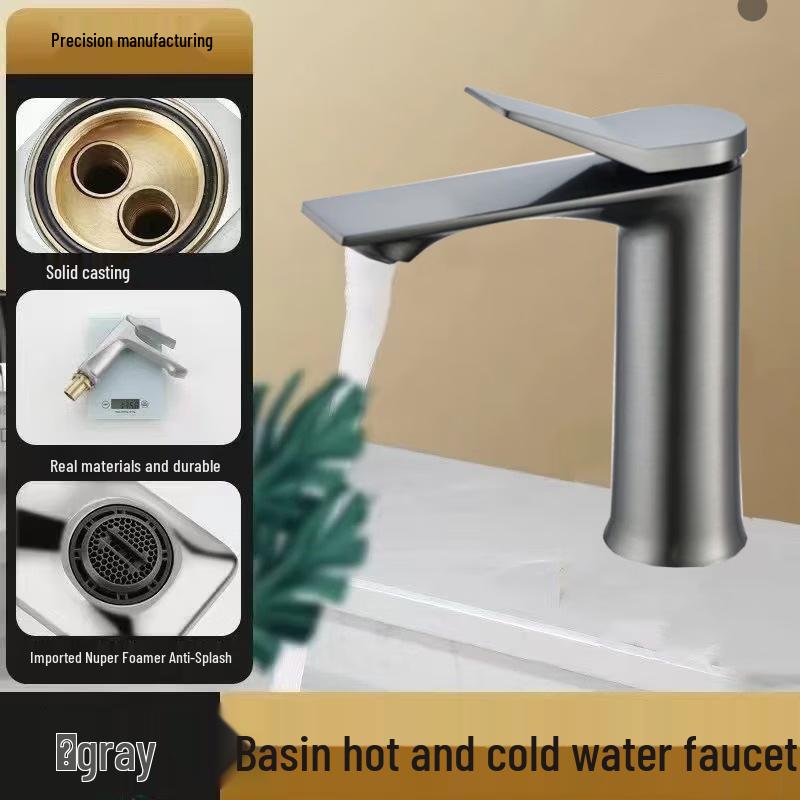 TLXT Gunmetal Grey Hot & Cold Basin Faucet