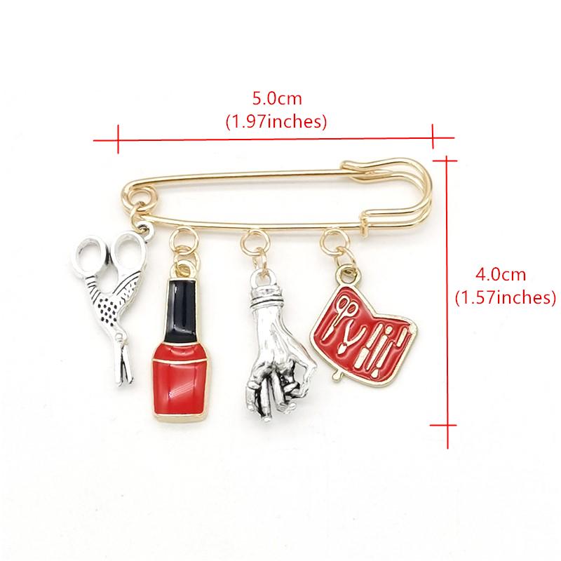 Fashion Nail Art Brooch Vintage Jewelry Mini Nail Art Nail Polish Scissors Pin Brooches