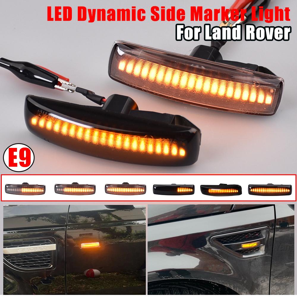 2Pcs Amber Dynamic Flowing LED Side Marker Light For Land Rover Freeland 2 Discovery 3 4 Rover Sport L320