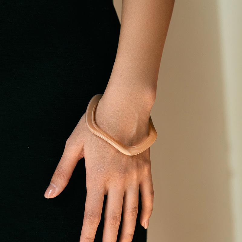 Bohemian Acrylic Bangle Geometric Hip Hop Irregular Wide Bracelet Europe American Style Exaggerated Retro Hand Ring Women