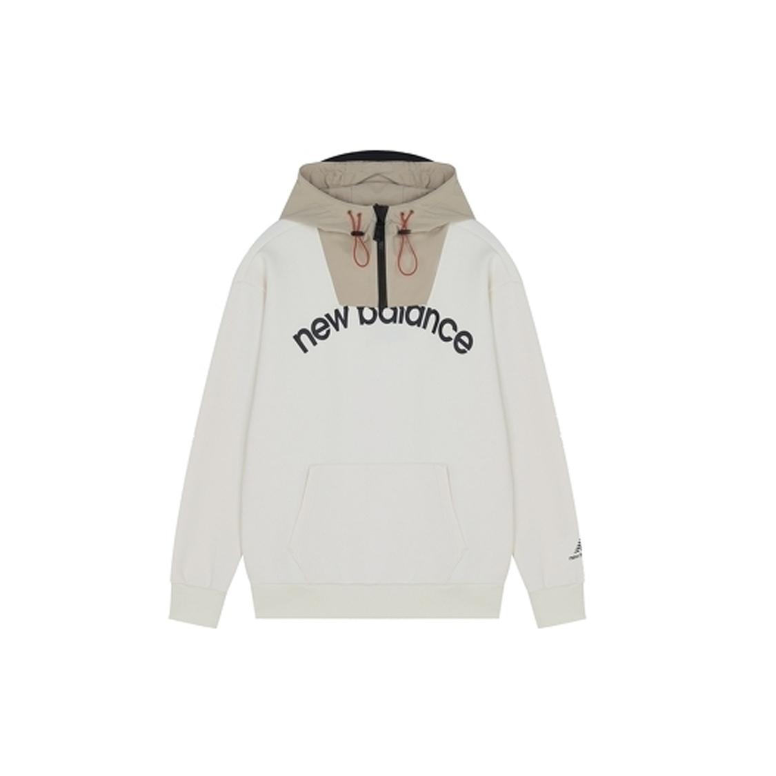 New Balance Logo Print Classic Hoodie Asia Sizing White Beige Men s AMT13394-IV L