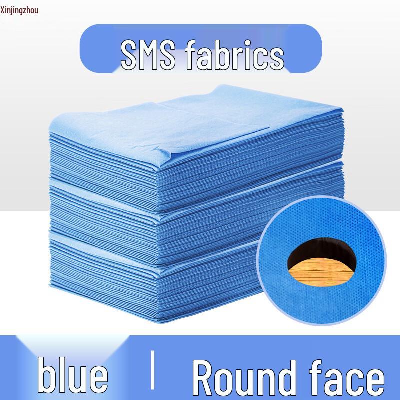 Disposable Non-woven Spa Bed Sheet with Face Hole, Blue