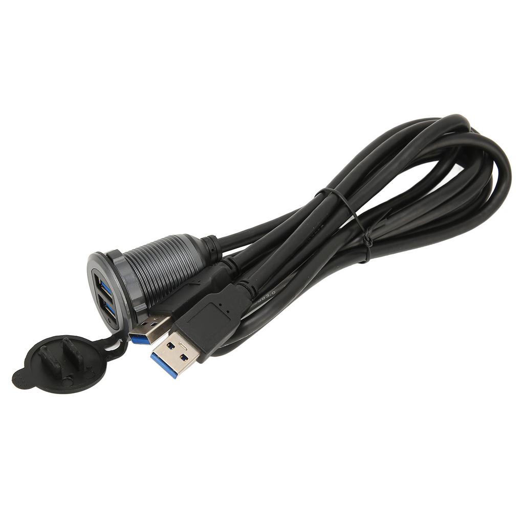 2 Ports Dual USB 3.0 Male to USB 3.0 Female Car Mount Flush Cable 3.3ft Plug and Play Waterproof