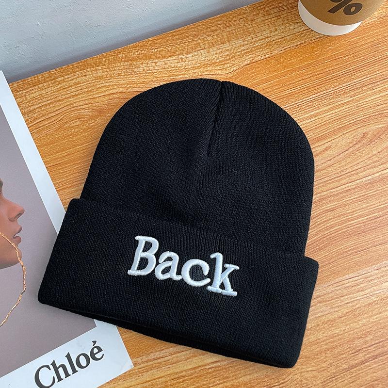 Embroidered butterfly knitted hat women's warm cold hat big head circumference ear protection pullover hat versatile bag head wool hat