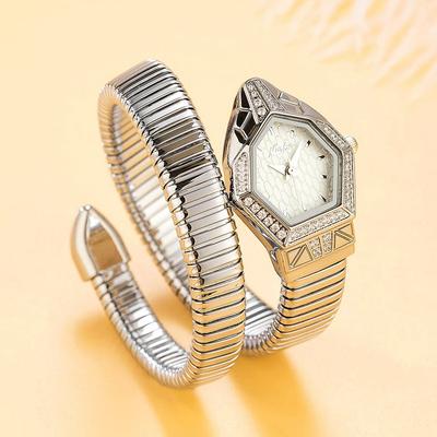 MISSFOX Fashion Luxury Snake Elastic Watches For Woman Stainless Steel Casual Quartz Watch Gifts Reloj Mujer Ladies Bracelet Watches