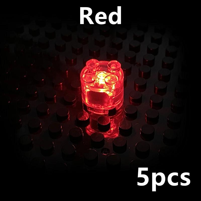 LED Light 5Pcs Brick Round 2x2 Dot Flash Color Light Emitting Classic Accessories Compatible Leduo Construction Building Blocks