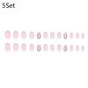 Fashion Pink Glitter French Press On Nails Short Round Fake Nails Reusable Nail Tips Women Manicure Accessories
