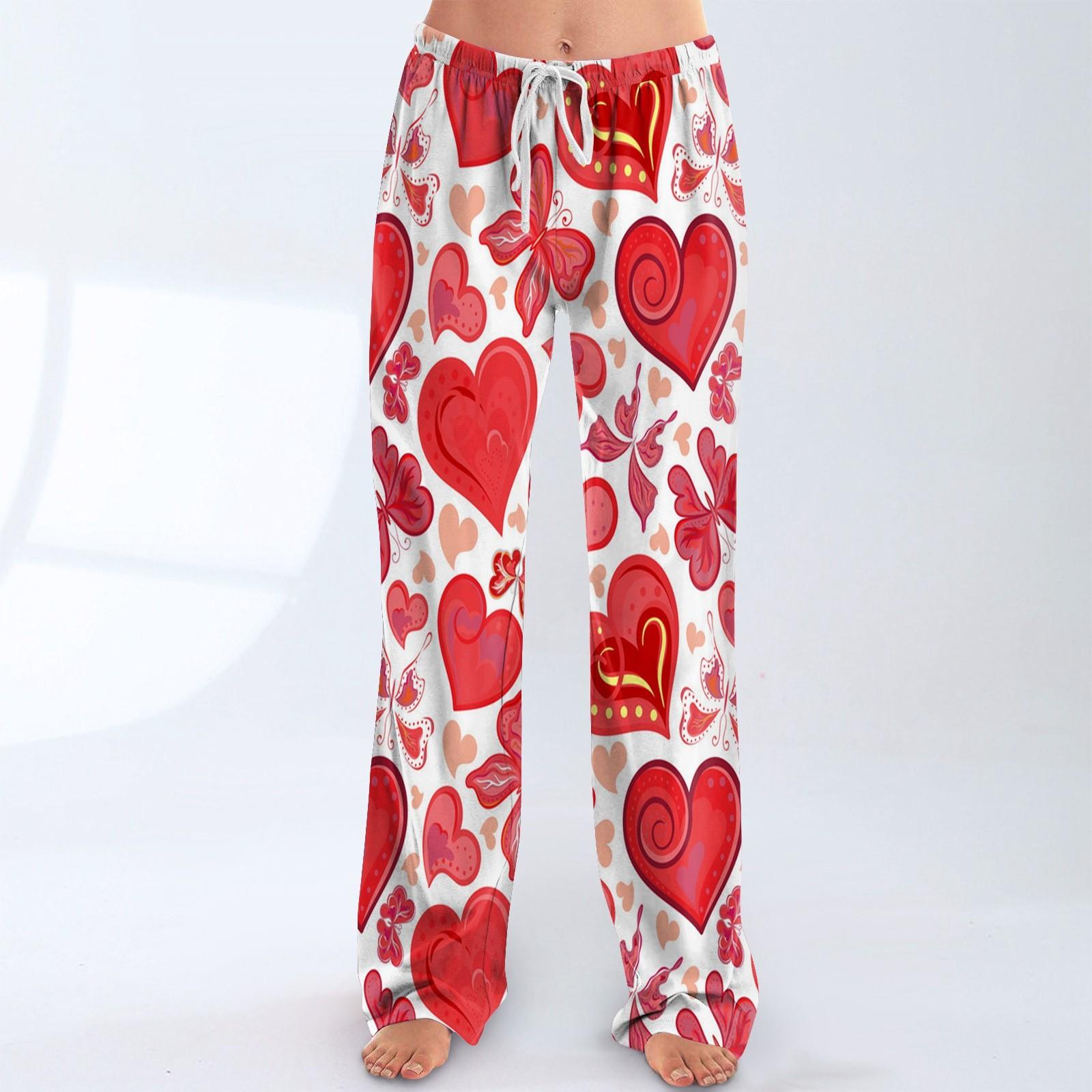 

Женские пижамные штаны, одежда для сна, повседневные брюки с эластичной резинкой на талии, удобные прямые свободные брюки для йоги XL арбуз красный