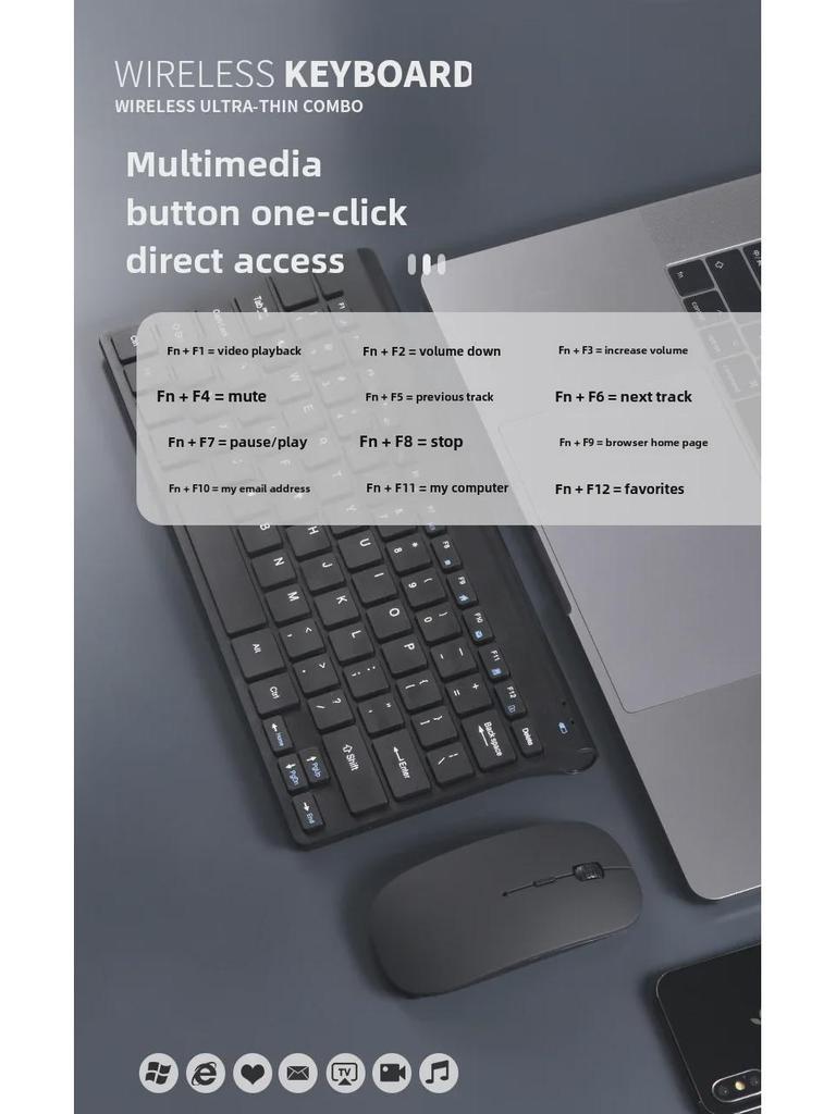 2.4G Wireless Keyboard for Notebooks, Desktops, Smart TVs