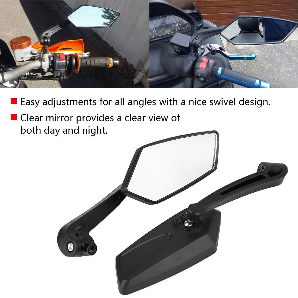 2 pcs Set Motorcycle Black l bar & R Bar Retro Side Rearview Mirror
