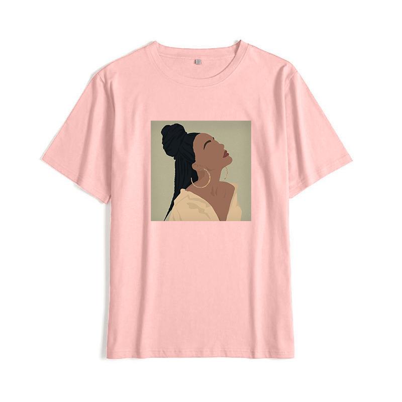Shellsuning Summer Vintage Printed Cotton T Shirt Women Loose Short Sleeve Trend Tees Female Casual Streetwear All-match Basic Tops
