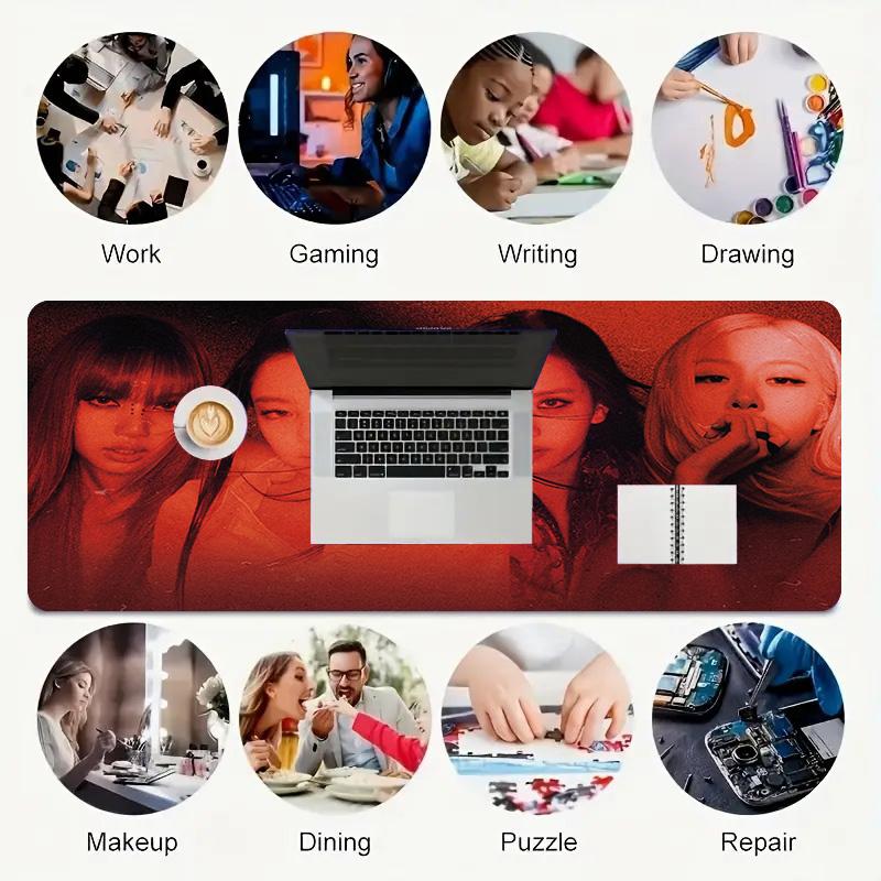 Girl Power Xl Gaming Mouse Pad Nonslip Rubber Base Stitched Edge Waterproof Desk Mat For Pc Laptop Gamer Office Computer Accessories C929104