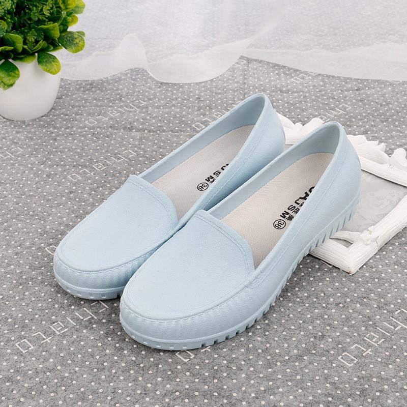 Nurse Women Slipon Flat Shoes With Pvc Waterproof Nonslip For Hospital Work