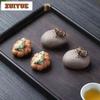 Yixing Zisha Water Spray Stone Frog Tea Pet Ancient Flowerpot Landscaping Tea Figurine Play Toys Tea Statue Ornaments Gift Craft