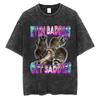 Divertida Incluso Las Malas Se Ponen Tristes Camiseta de Mapache Lavada Hombres Mujeres Moda Camiseta Oversize Algodón Suelta Camisetas de Pareja Streetwear