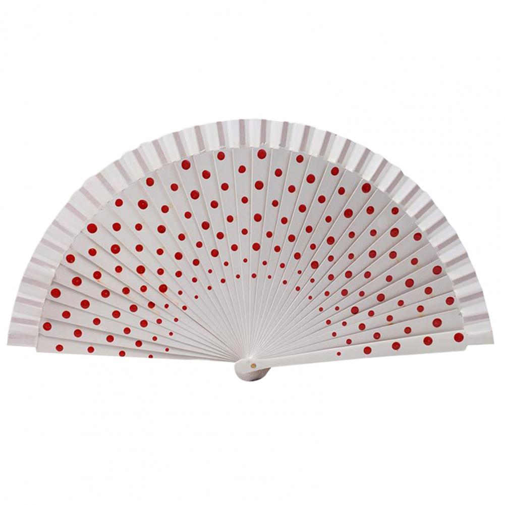 Dot Print Spainish Fan Double-sided Multicolor Dot Print Folding Fan Beautiful Dancing Fan Office Home Table Decorative Fan