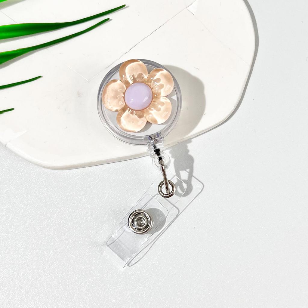 Søt Gjennomsiktig Blomstrete ID-kortholder med Uttrekkbar Snelle for Kvinner, Uttrekkbar ID-kortholder for Arbeidere, Leger, Sykepleiere, ID-kortholder med Klemme